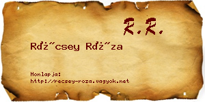 Récsey Róza névjegykártya